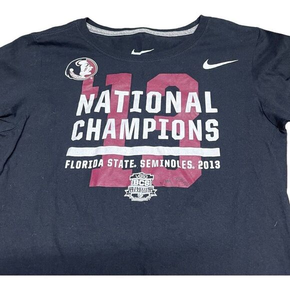 Nike Florida State Seminoles 2013 FSU National Champs Tee Small Slim Football - Picture 1 of 5